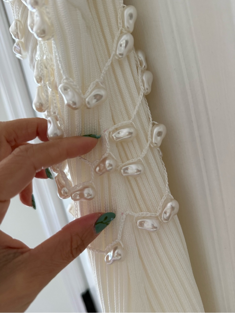 Cult Gaia Oliviana Faux Pearl Adorned Knit Mini Dress Off White - Picture 11 of 15